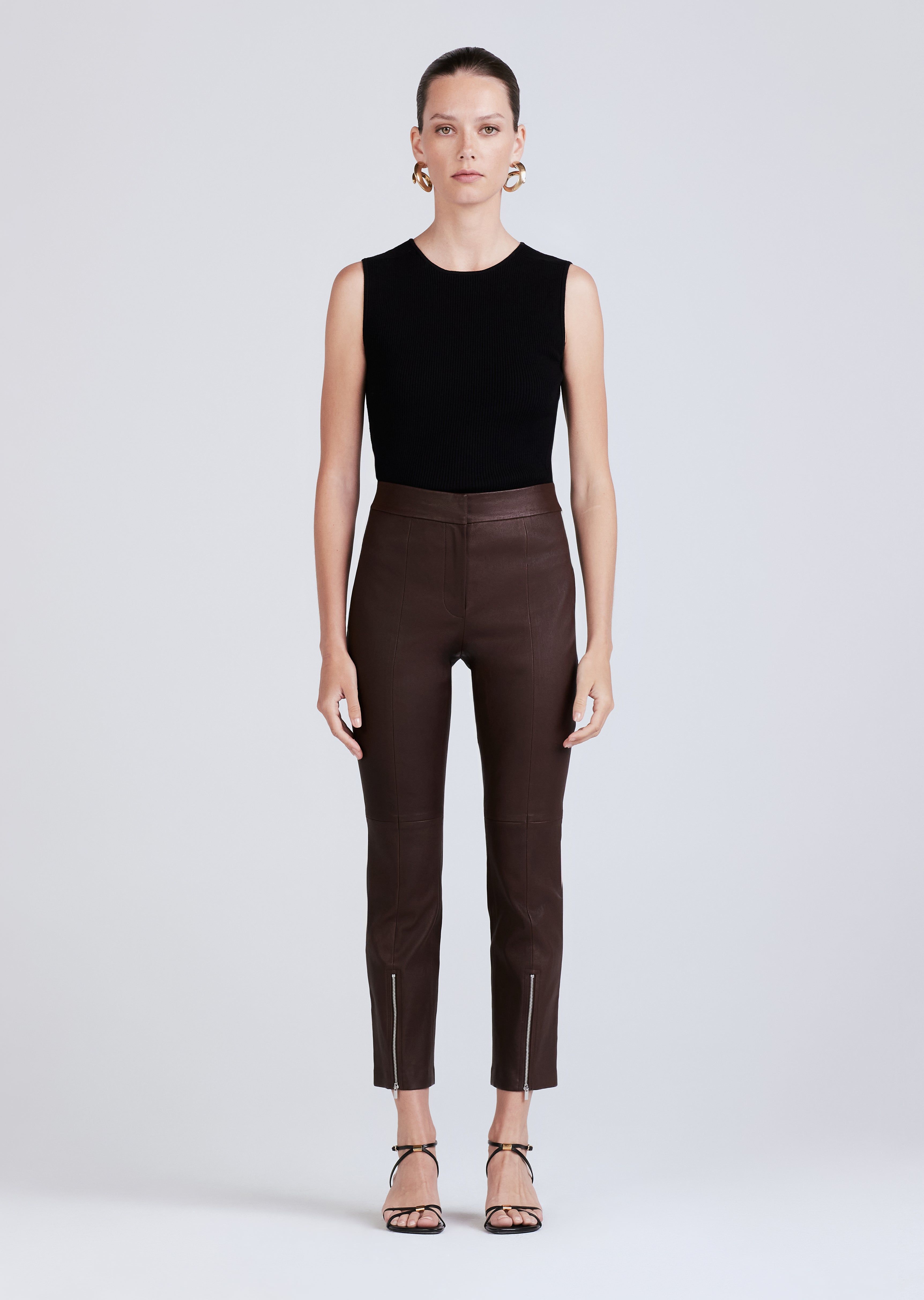 Casimir Slim Zip Pants - Chocolate sold by Derek Lam product image thumbnail 2