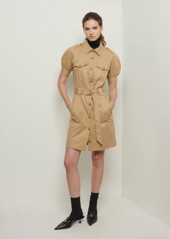 Echo Short Sleeve Utility Dress - Khaki sold by Derek Lam