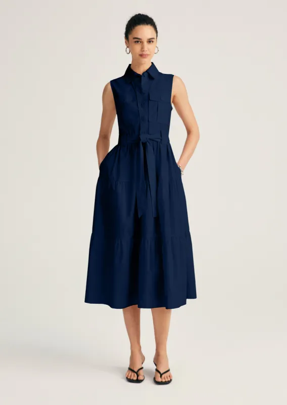 Florence Sleeveless Shirt Dress - Navy sold by Derek Lam
