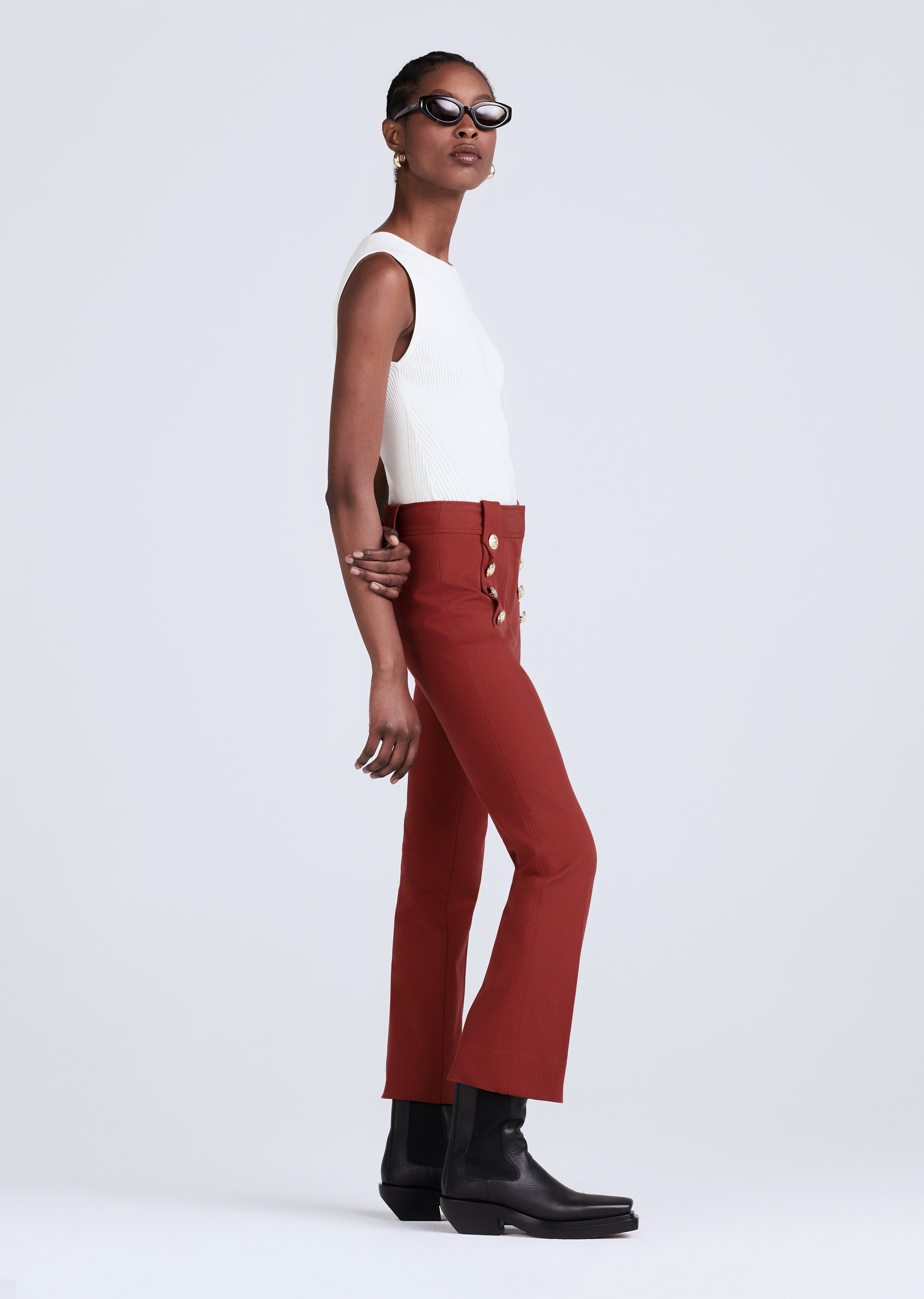 Robertson Crop Flare Trousers - Mahogany sold by Derek Lam product image thumbnail 2
