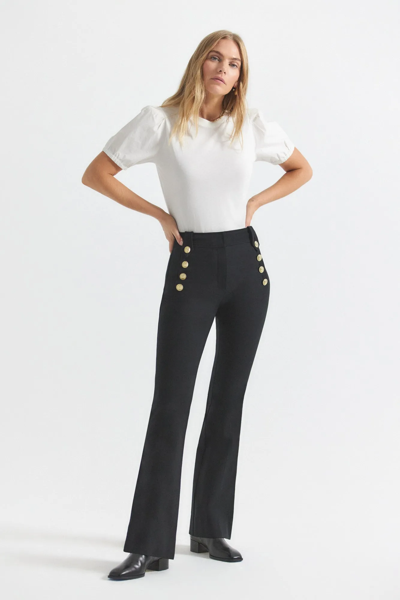Robertson Flare Trousers - Black sold by Derek Lam