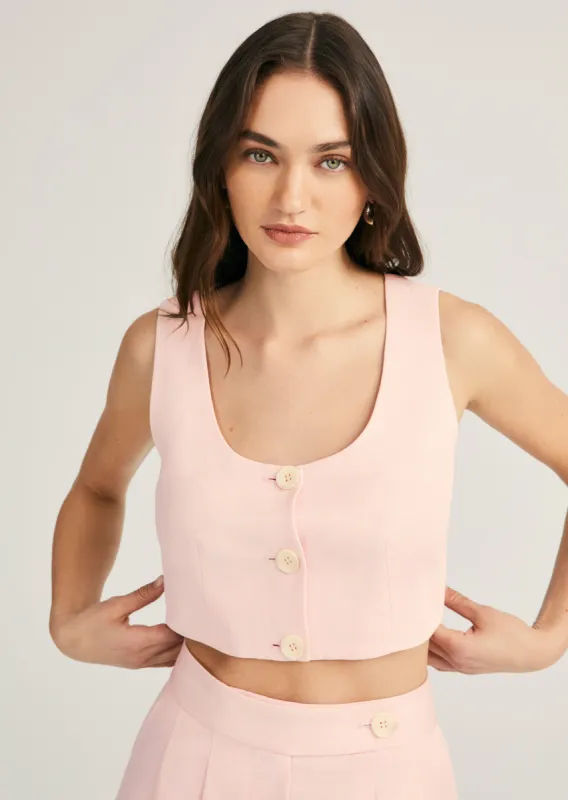 Leo Crop Vest - Primrose Pink sold by Derek Lam