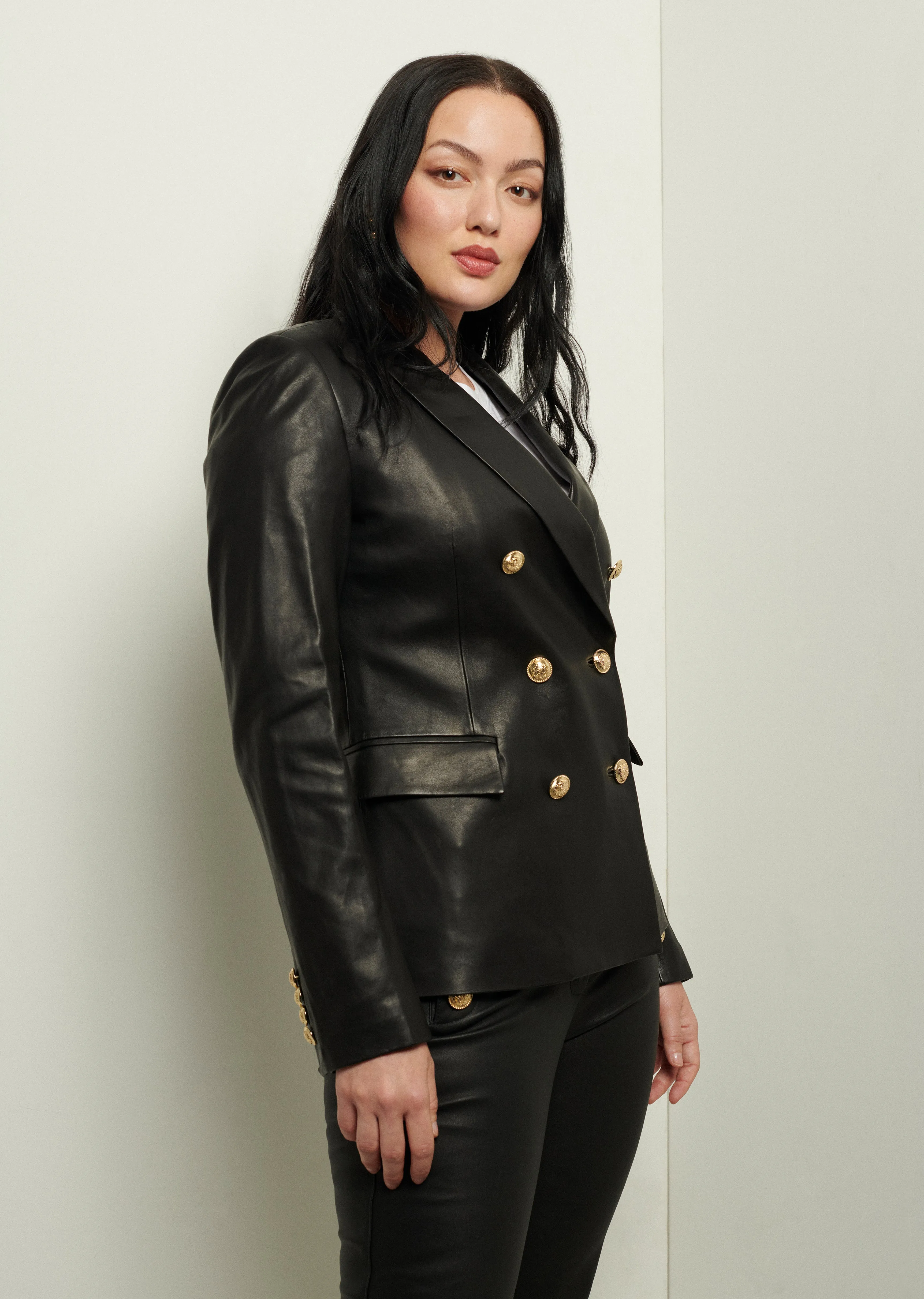Franklin Double Breasted Jacket - Black Leather sold by Derek Lam product image thumbnail 5