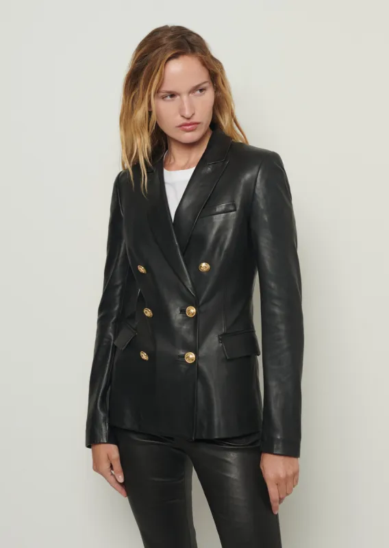 Franklin Double Breasted Jacket - Black Leather sold by Derek Lam