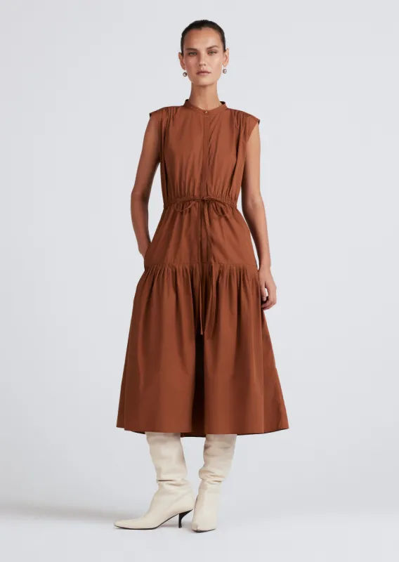 Margaret Waist Tie Sleeveless Midi Dress - Luggage sold by Derek Lam