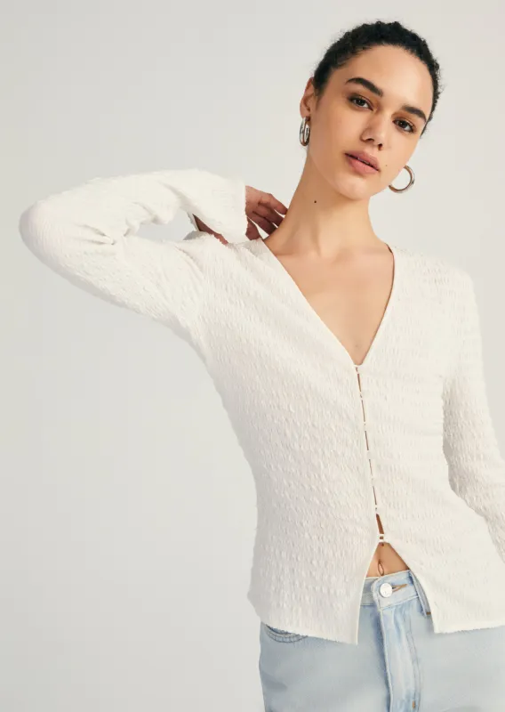 Esmee Long Sleeve Smocked Top - Blanc de Blanc sold by Derek Lam