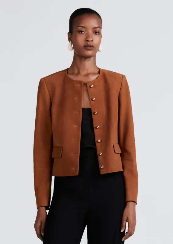 Freddie Collarless Jacket - Cognac made by Derek Lam