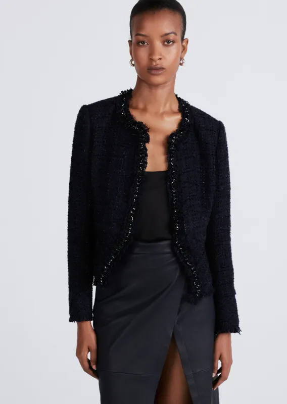 Elizabeth Peplum Jacket - Black-Navy sold by Derek Lam