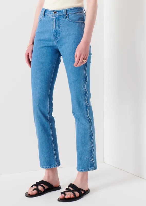 Paloma Wavy Seam Slim Pants - Washed Blue sold by Derek Lam