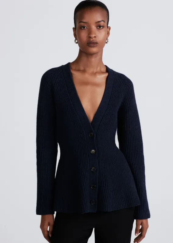 Amalia Flared Cardigan - Navy Melange sold by Derek Lam
