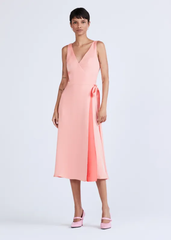 Kathleen Shoulder Tie Midi Dress - Sunset-Sherbert sold by Derek Lam
