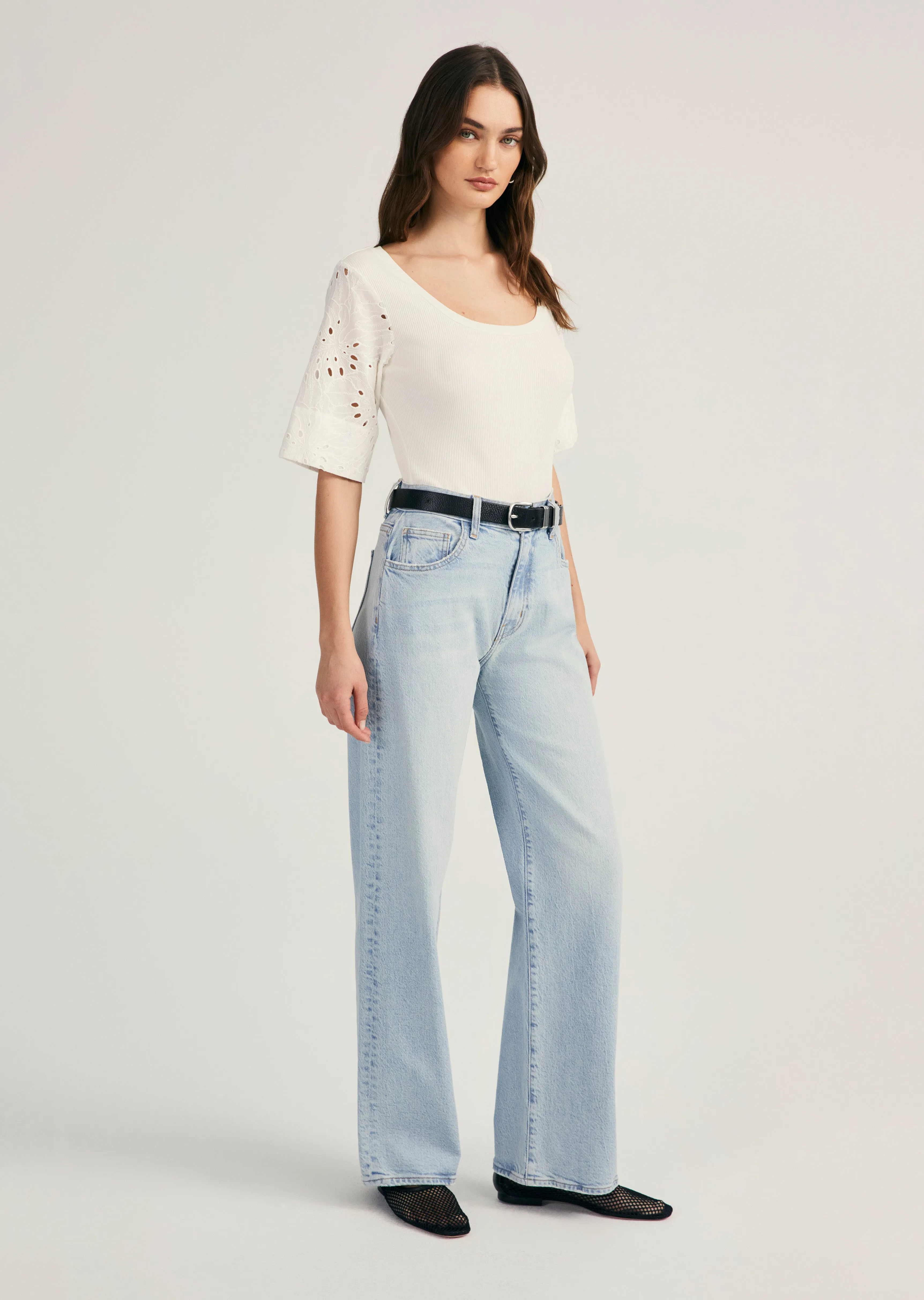 Margaux Mixed Media Tee - Blanc de Blanc sold by Derek Lam product image thumbnail 2