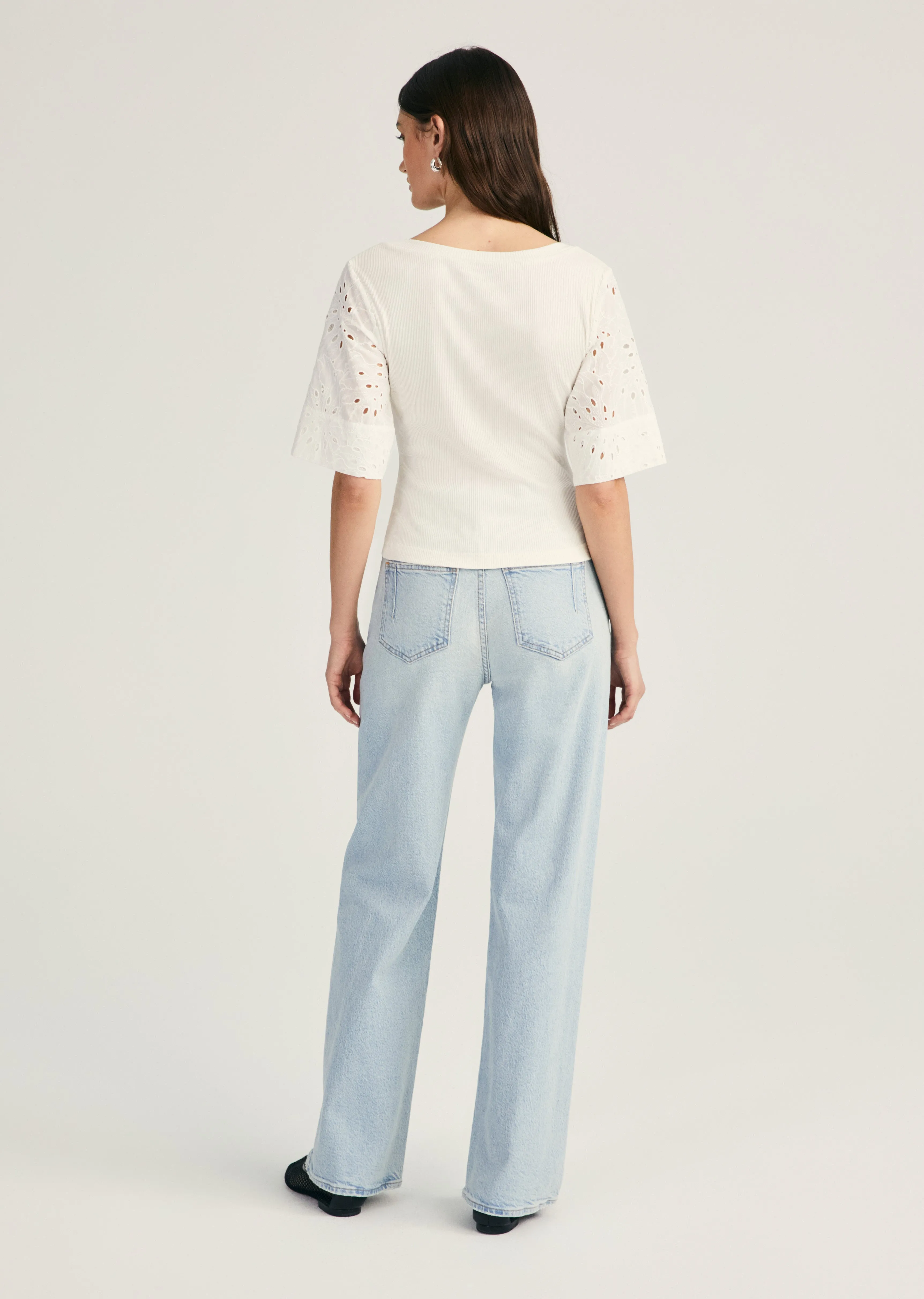 Margaux Mixed Media Tee - Blanc de Blanc sold by Derek Lam product image thumbnail 4