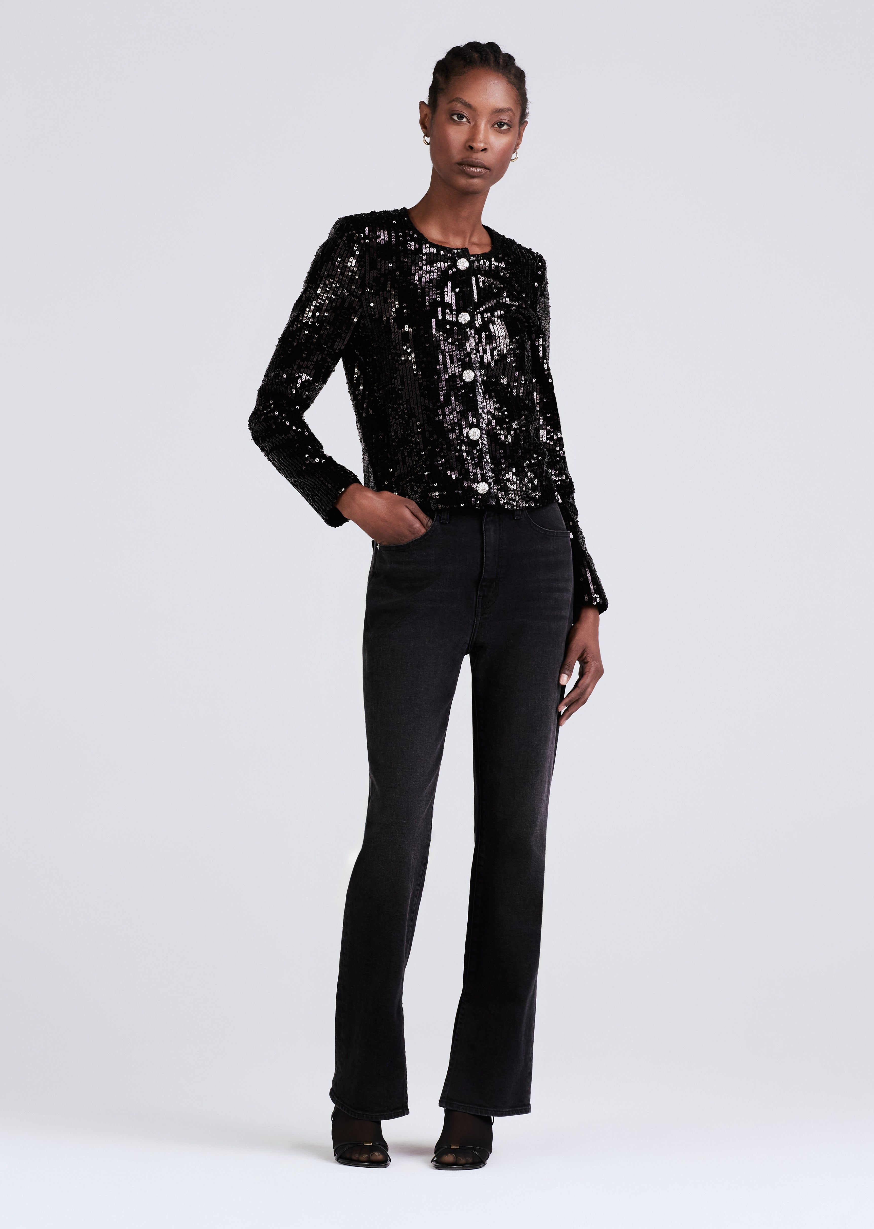 Verretta Sequin Jacket - Black sold by Derek Lam
