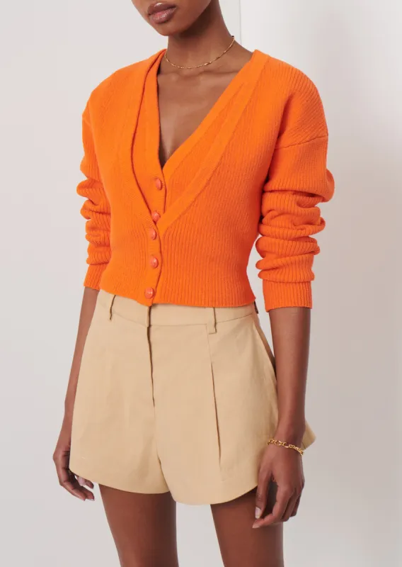 Arden Double Layer Cardigan - Orange sold by Derek Lam