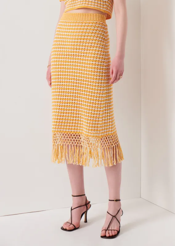 Emerie Fringe Skirt - Golden Orange sold by Derek Lam