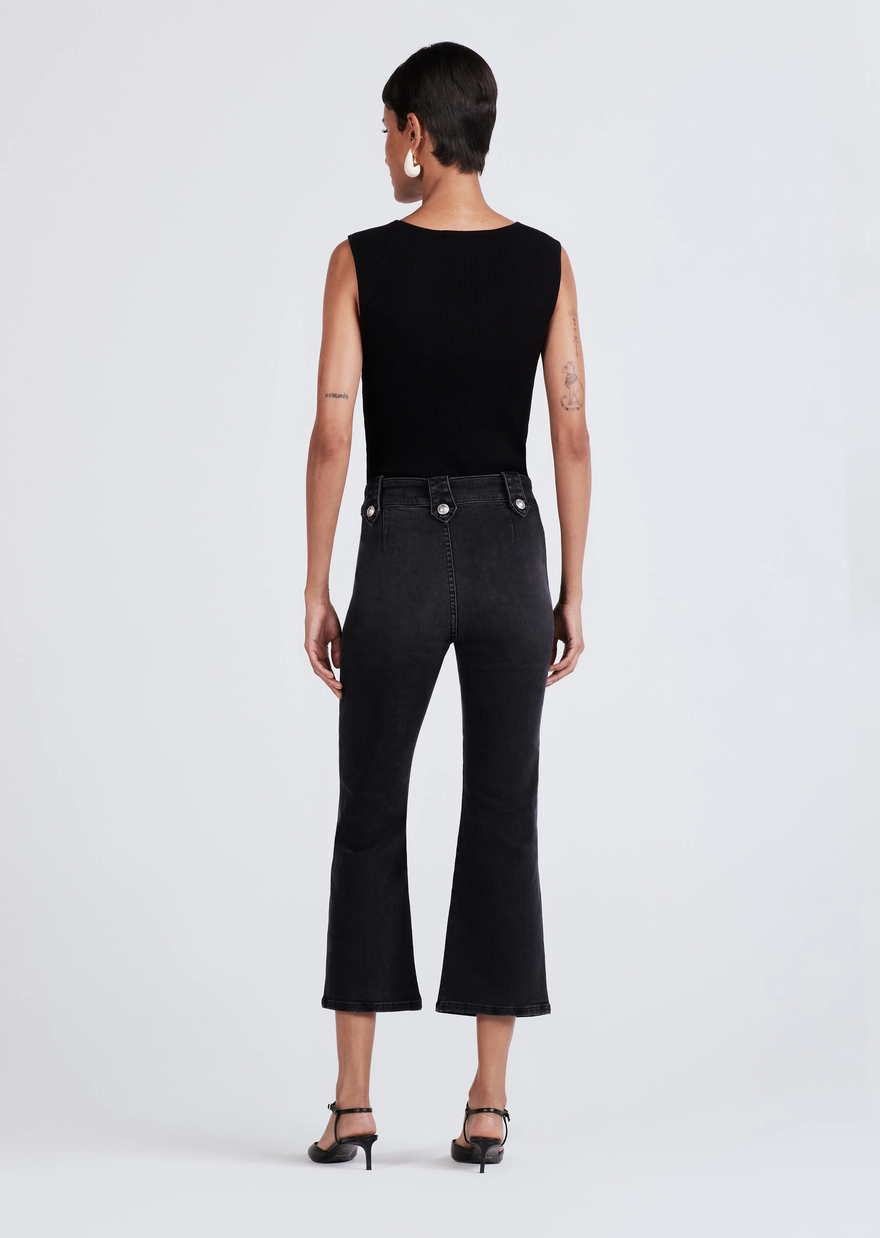 Robertson Crop Flare Trouser - Noir sold by Derek Lam product image thumbnail 4