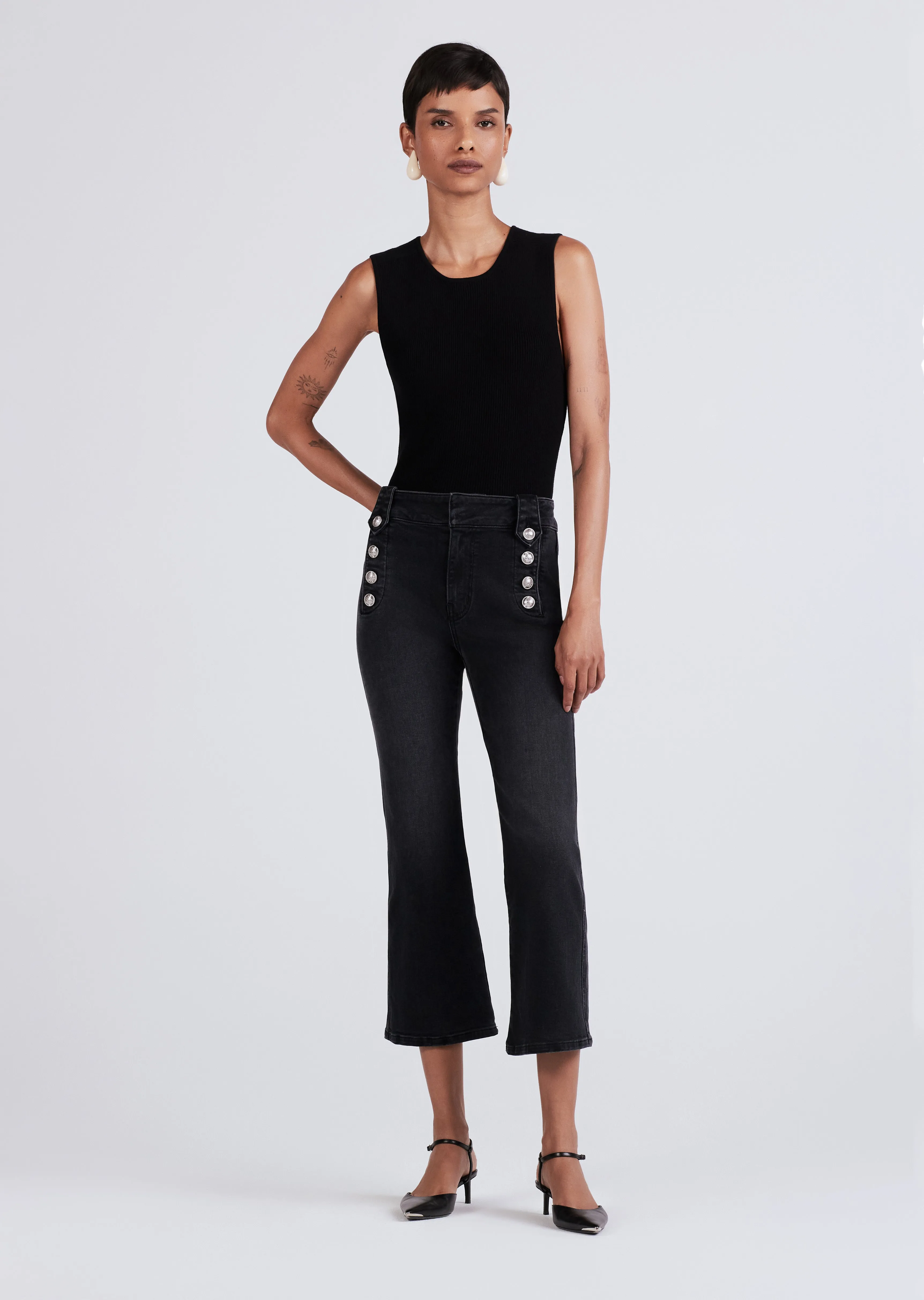 Robertson Crop Flare Trouser - Noir sold by Derek Lam