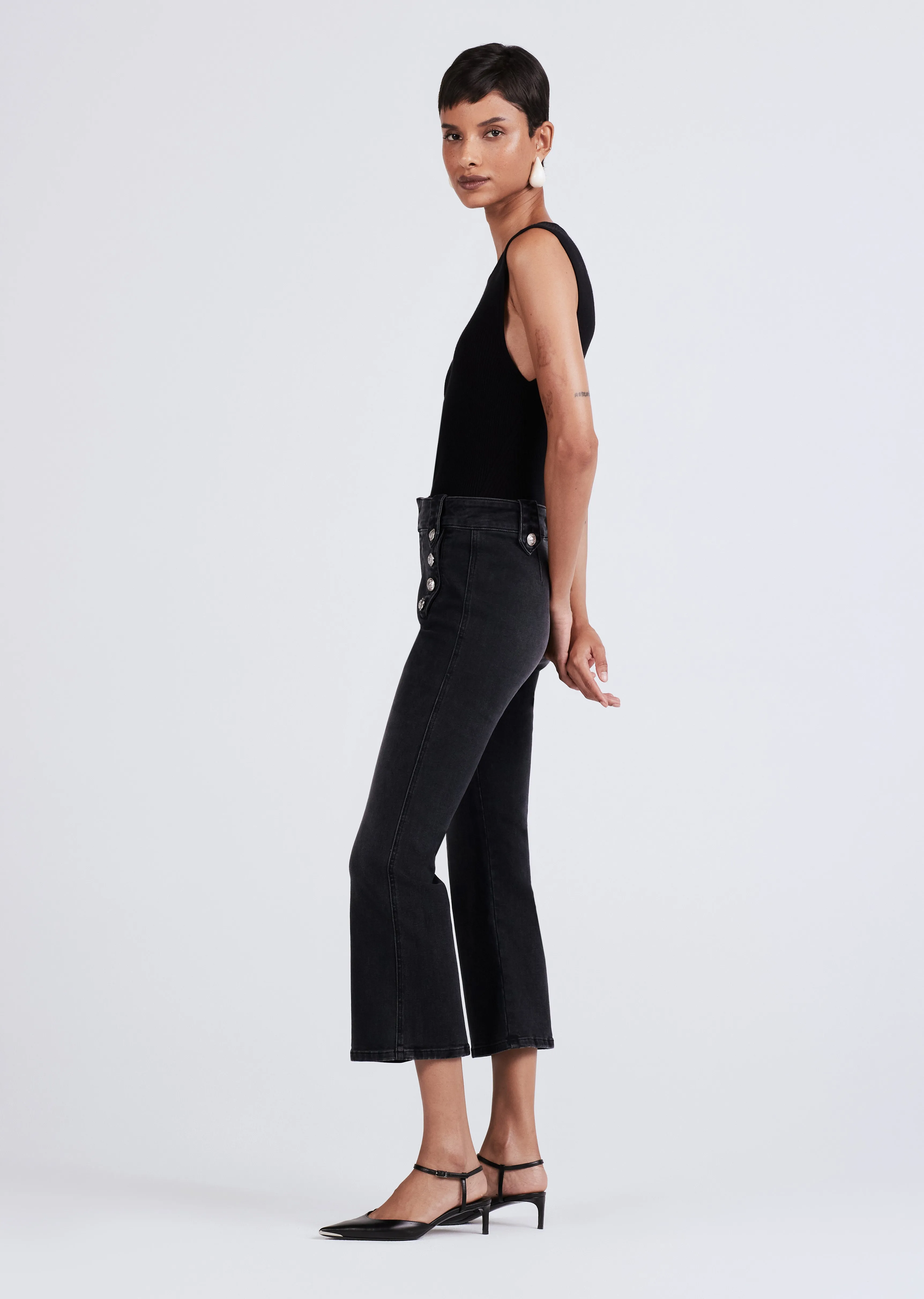 Robertson Crop Flare Trouser - Noir sold by Derek Lam product image thumbnail 2