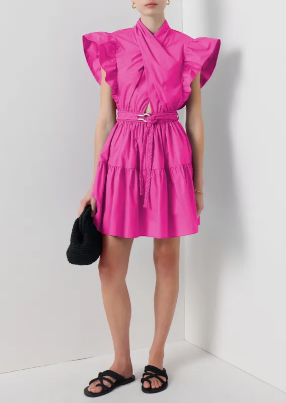 Finn Ruffle Wrap Dress - Magenta sold by Derek Lam