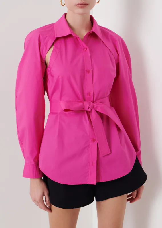 Casper Bolero Sleeve Button Down Top - Magenta sold by Derek Lam