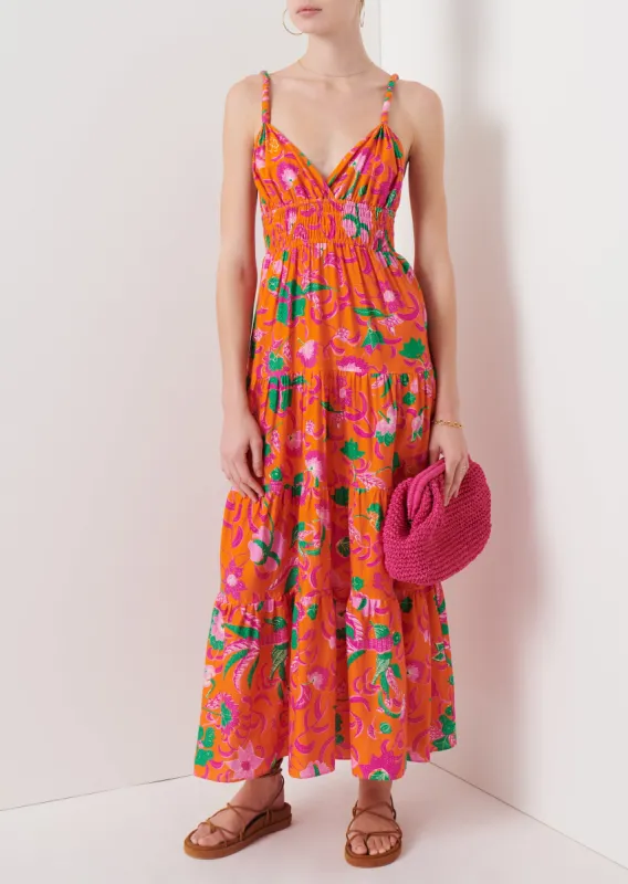 Cecelia Tiered Maxi Dress - Orange Multi sold by Derek Lam