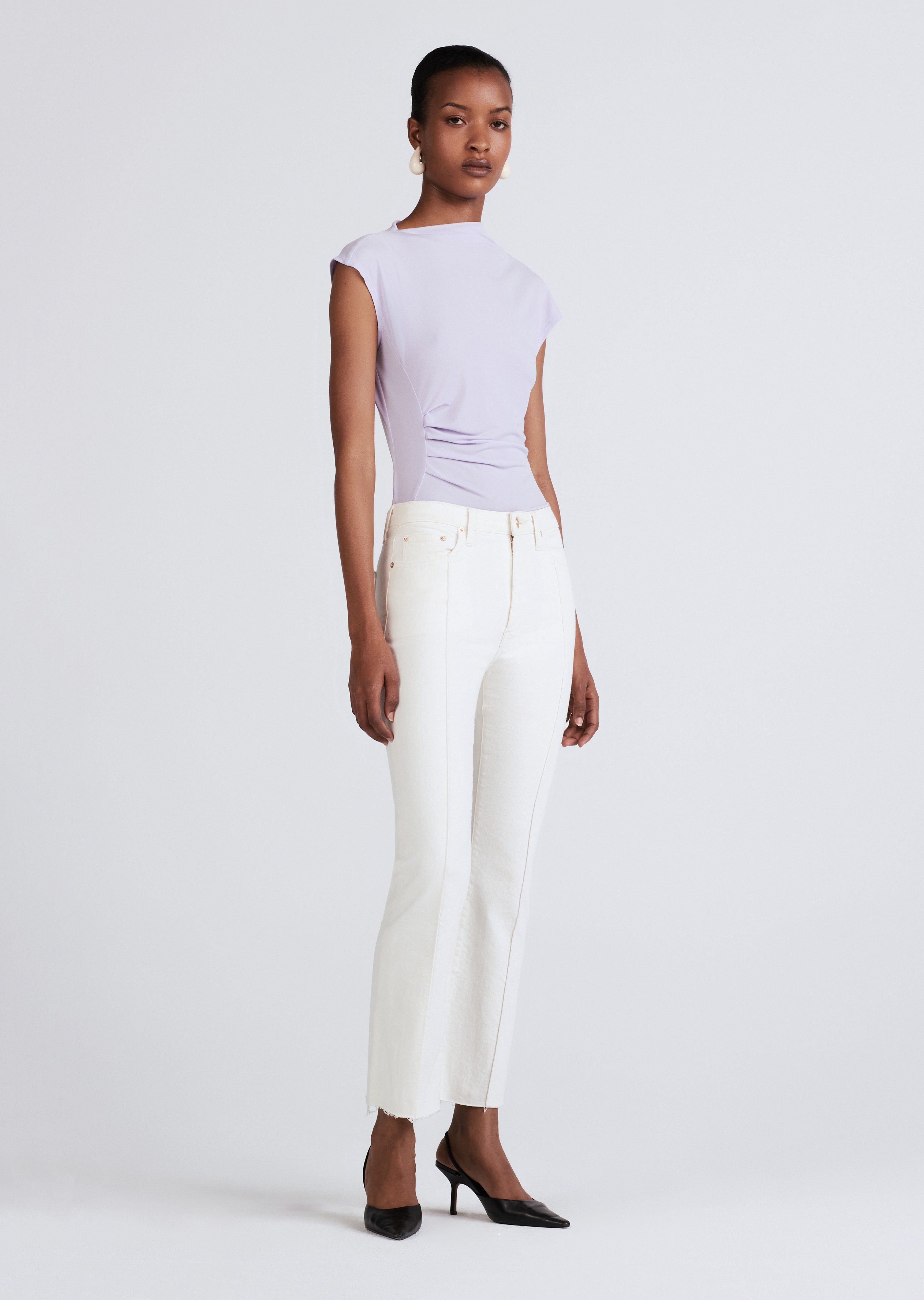 Crosby High Rise Crop Flare w/ Pintuck - Ivory sold by Derek Lam