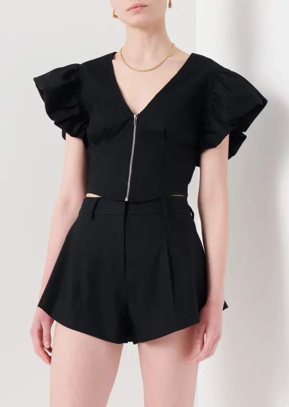 Genna Balloon Sleeve Bustier Top - Black sold by Derek Lam