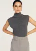 Contro Turtleneck Knit Vest - Grey Melange sold by Derek Lam