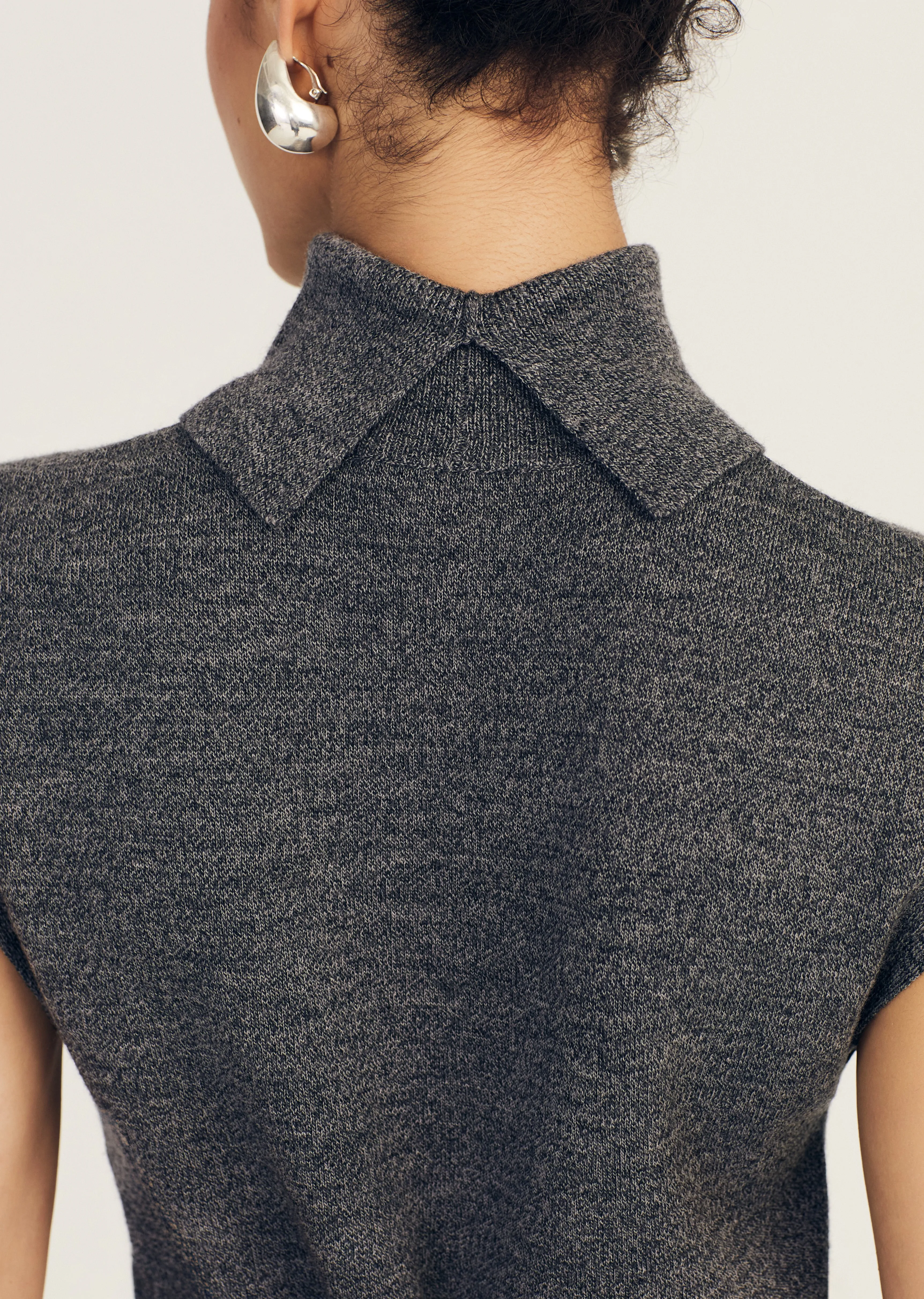 Contro Turtleneck Knit Vest - Grey Melange sold by Derek Lam product image thumbnail 3