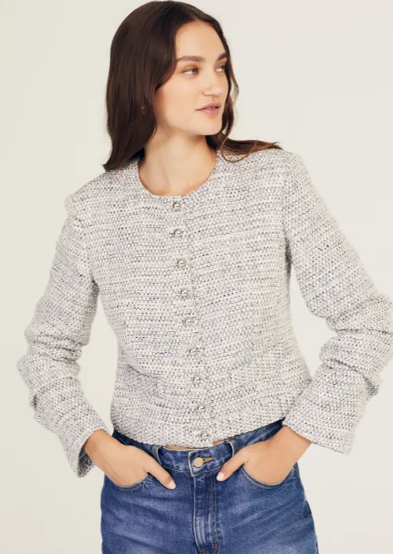 Piera Ruched Sleeve Jacket - Blue-Ivory sold by Derek Lam