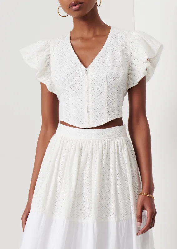 Genna Balloon Sleeve Bustier Top - White sold by Derek Lam