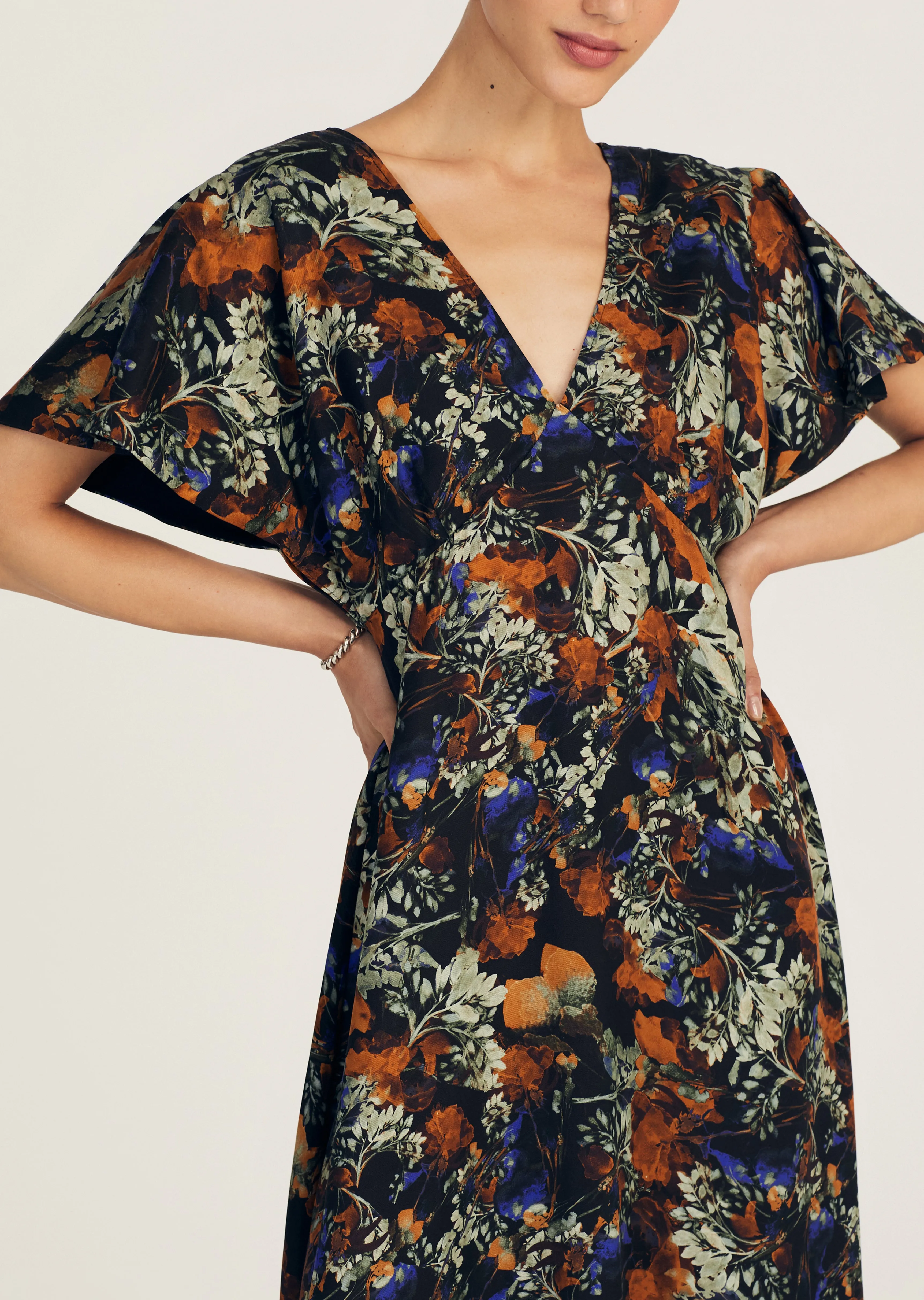 Cecile Flutter Sleeve Midi Dress - Copper Multi sold by Derek Lam product image thumbnail 2