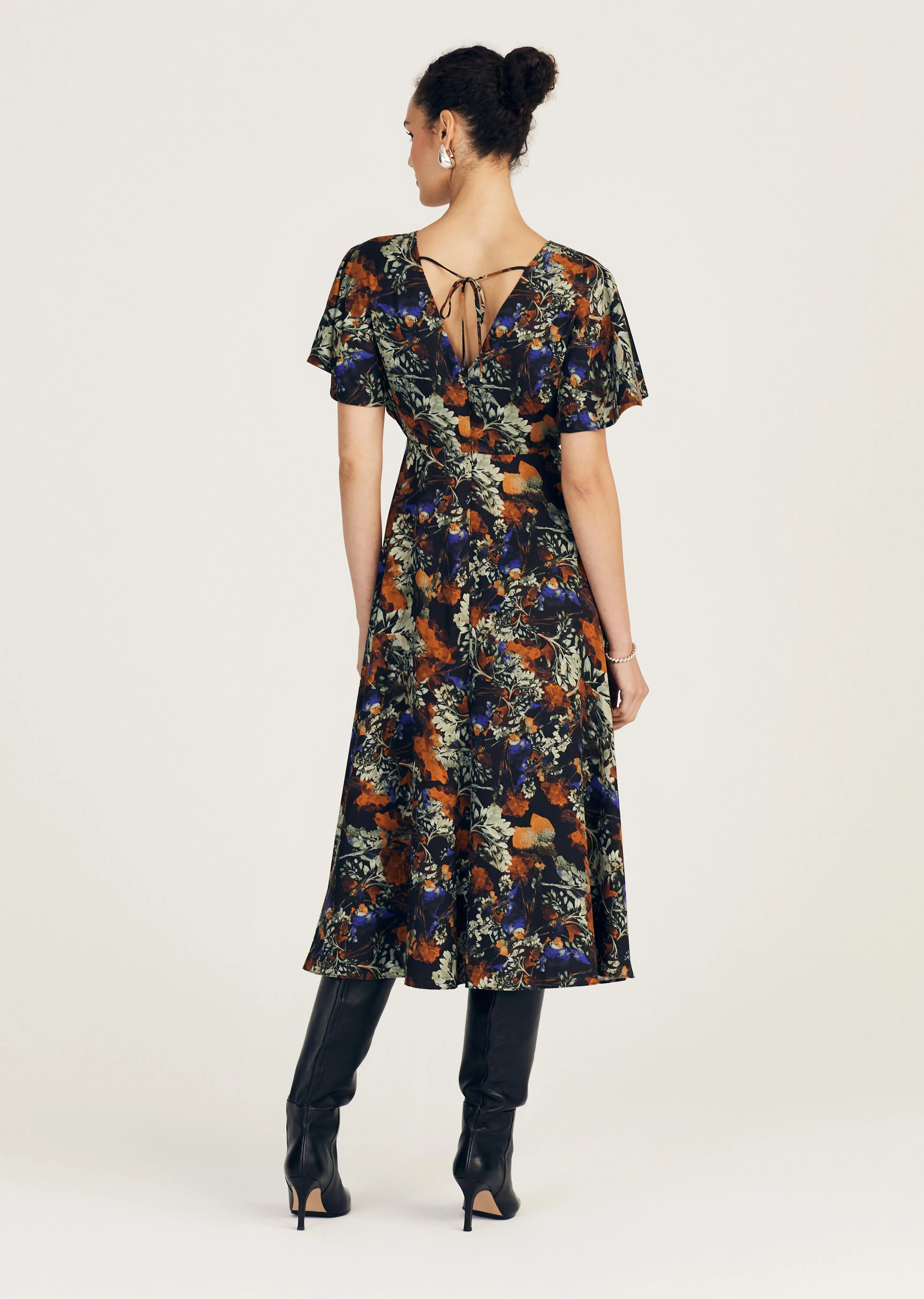 Cecile Flutter Sleeve Midi Dress - Copper Multi sold by Derek Lam product image thumbnail 4