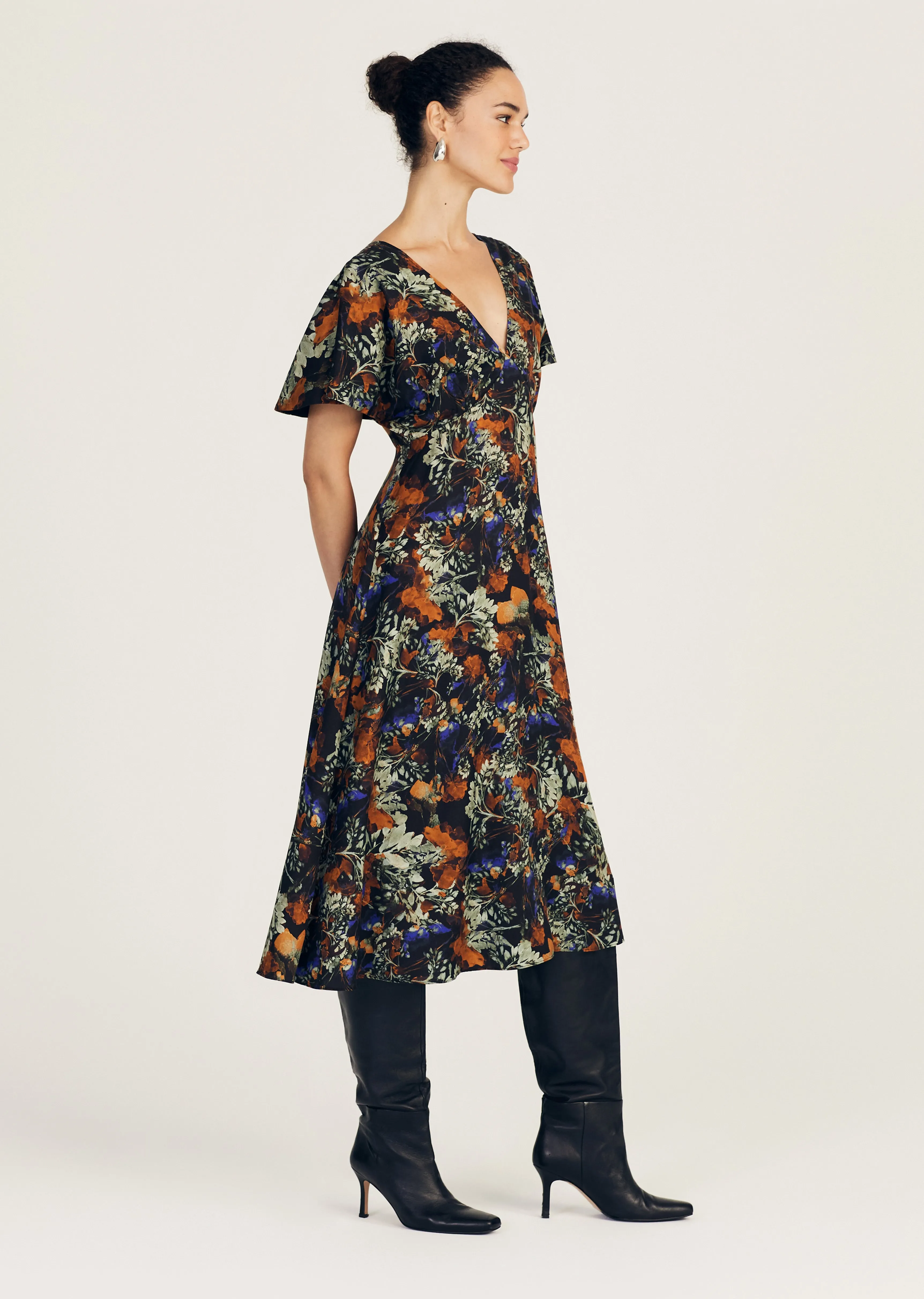Cecile Flutter Sleeve Midi Dress - Copper Multi sold by Derek Lam product image thumbnail 3