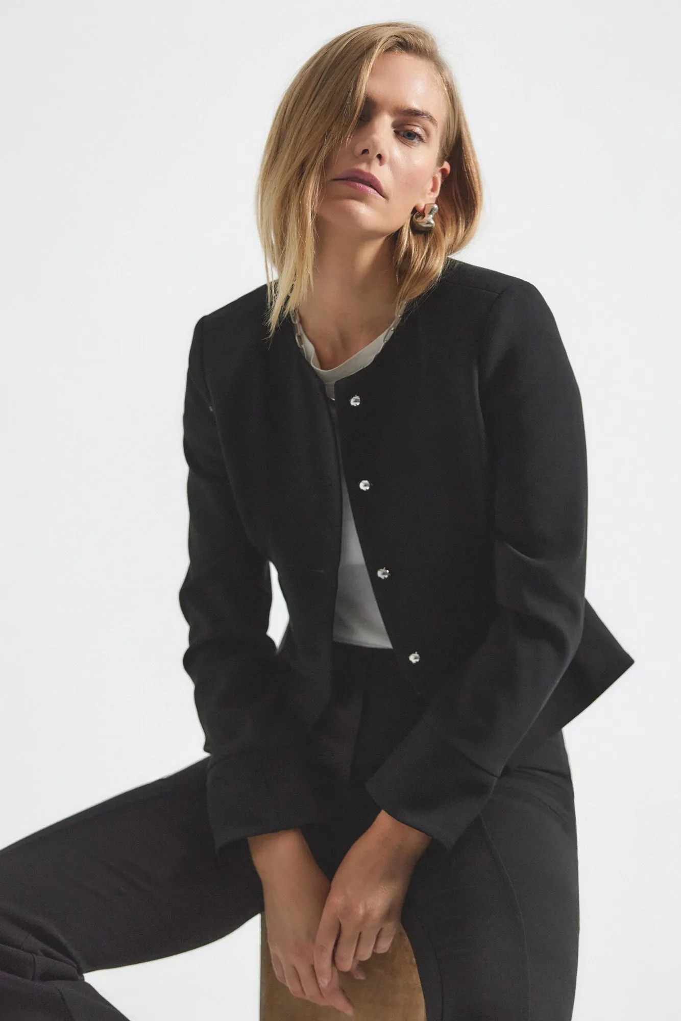 Elizabeth Peplum Jacket - Black sold by Derek Lam