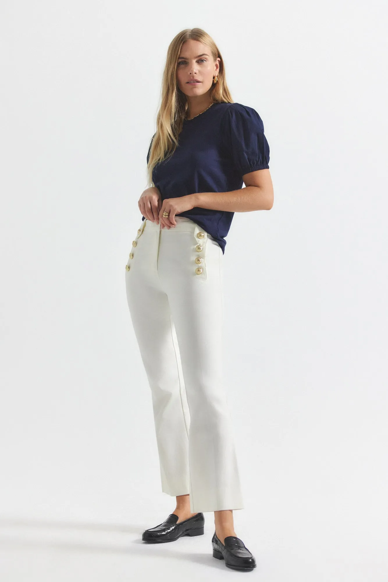 Robertson Crop Flare Trousers - Soft White sold by Derek Lam