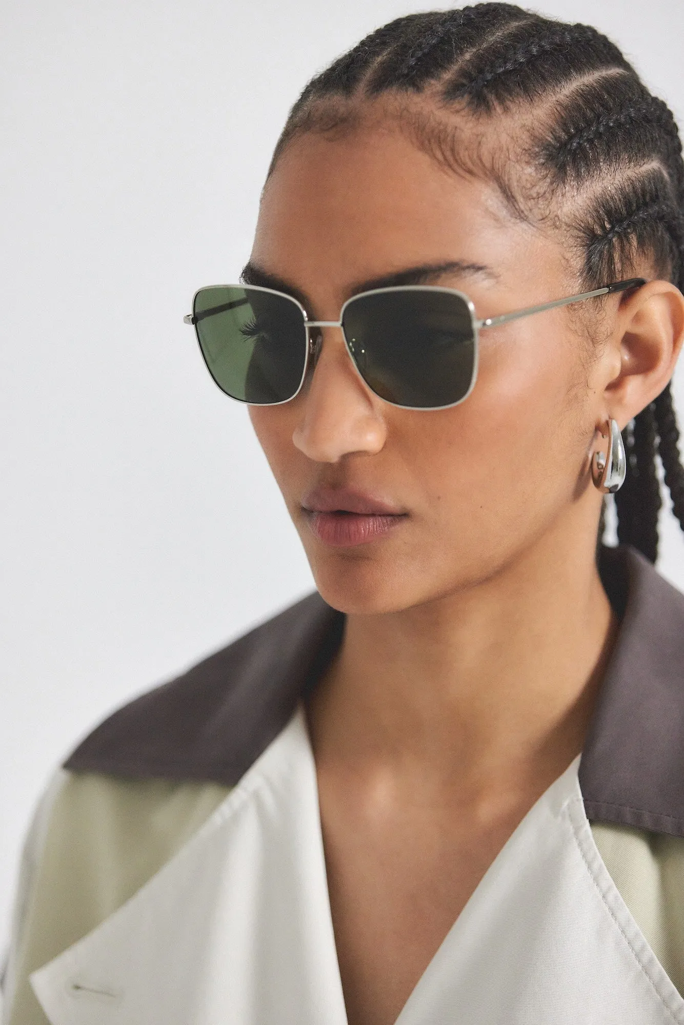 Millie Classic Single Wire Rectangle Sunglasses - Silver Tortoise sold by Derek Lam
