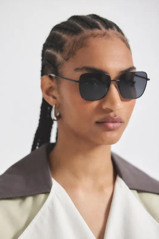 Millie Classic Single Wire Rectangle Sunglasses - Black Tortoise sold by Derek Lam
