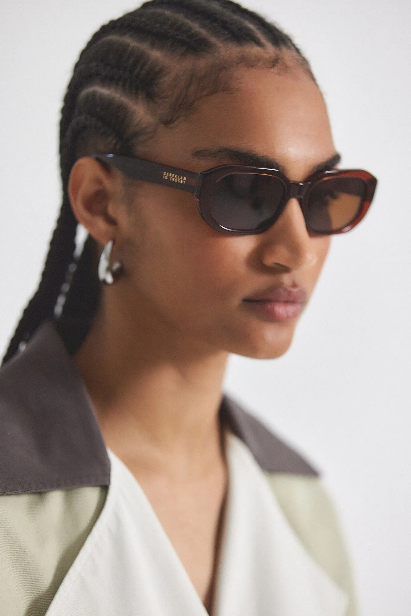 Fidela Angular Chunky Oval Sunglasses - Amber sold by Derek Lam