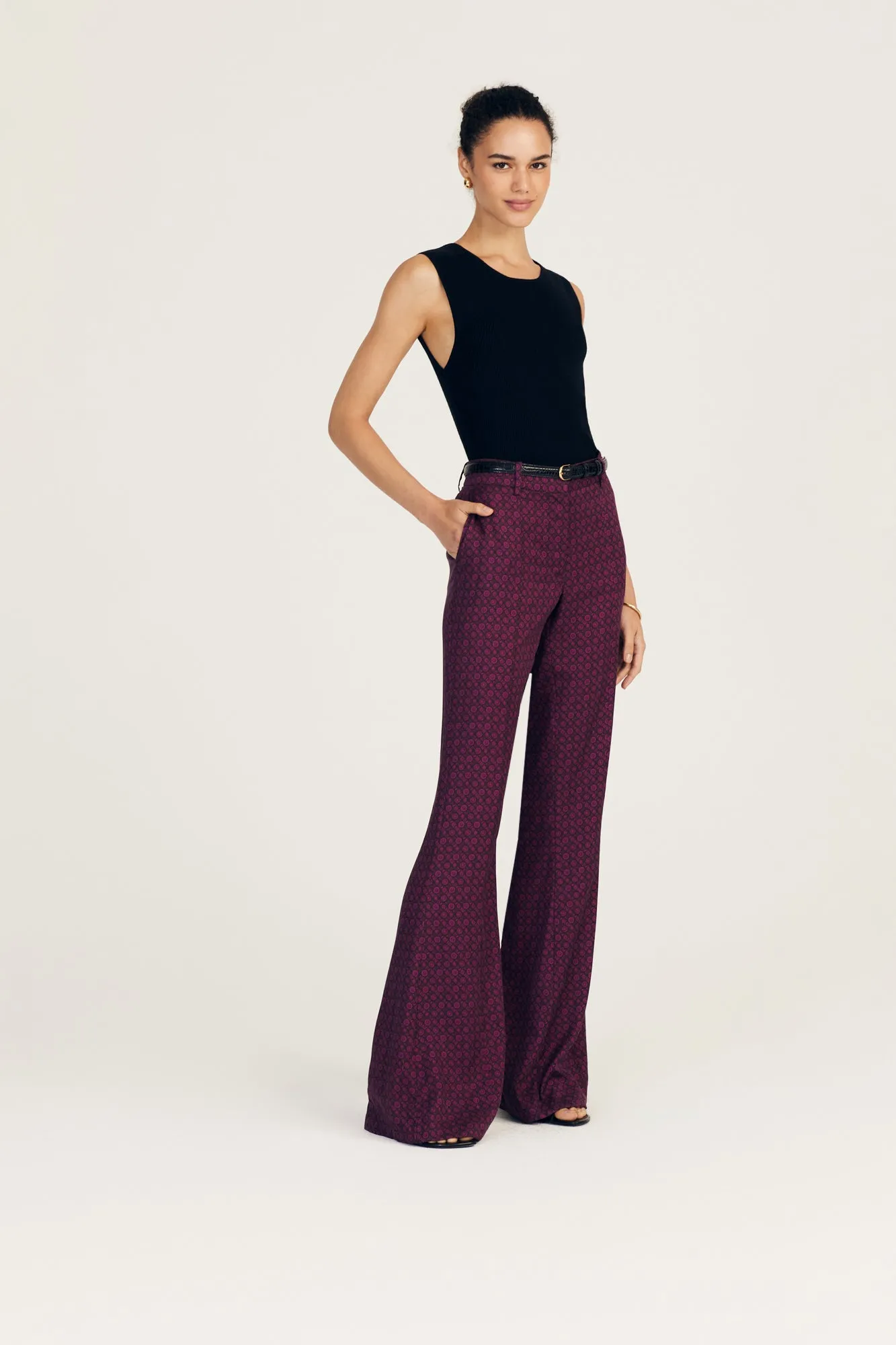 Cami High Rise Flare Pant - Bordelaise Multi sold by Derek Lam