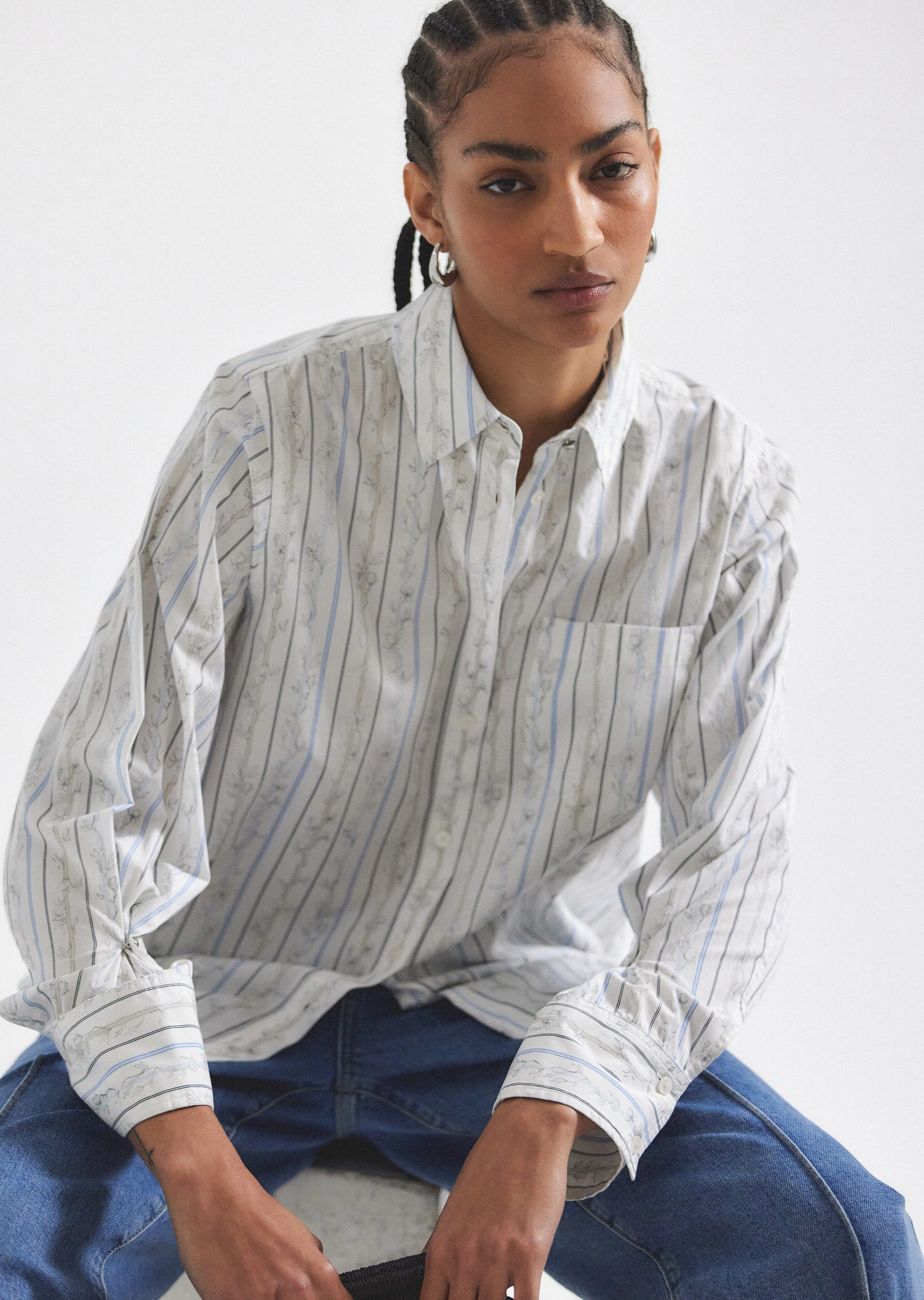 Wesley Shirt - White Multi sold by Derek Lam