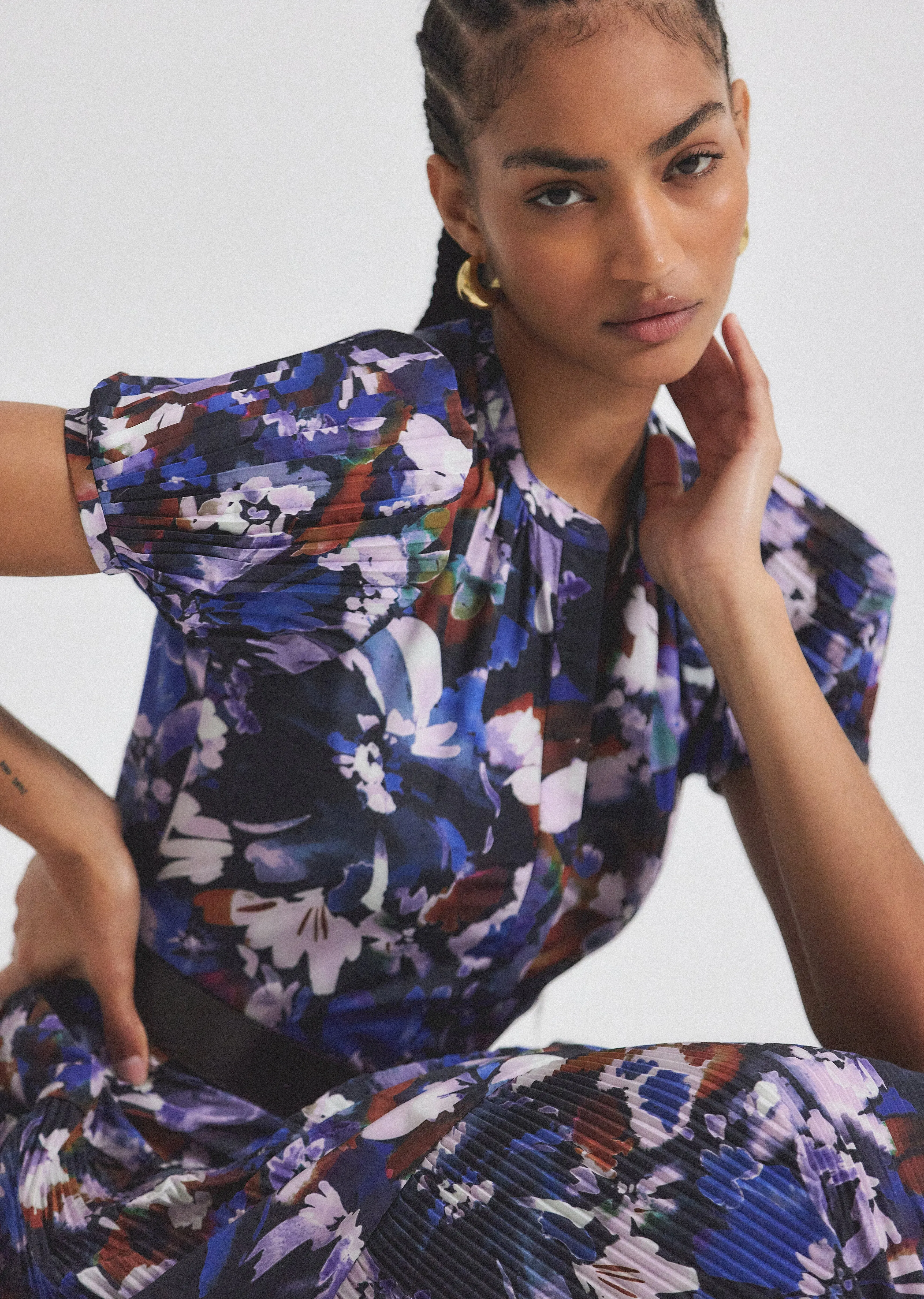 Alexandra Puff Sleeve Shirt Midi Dress - Topaz Multi sold by Derek Lam product image thumbnail 3
