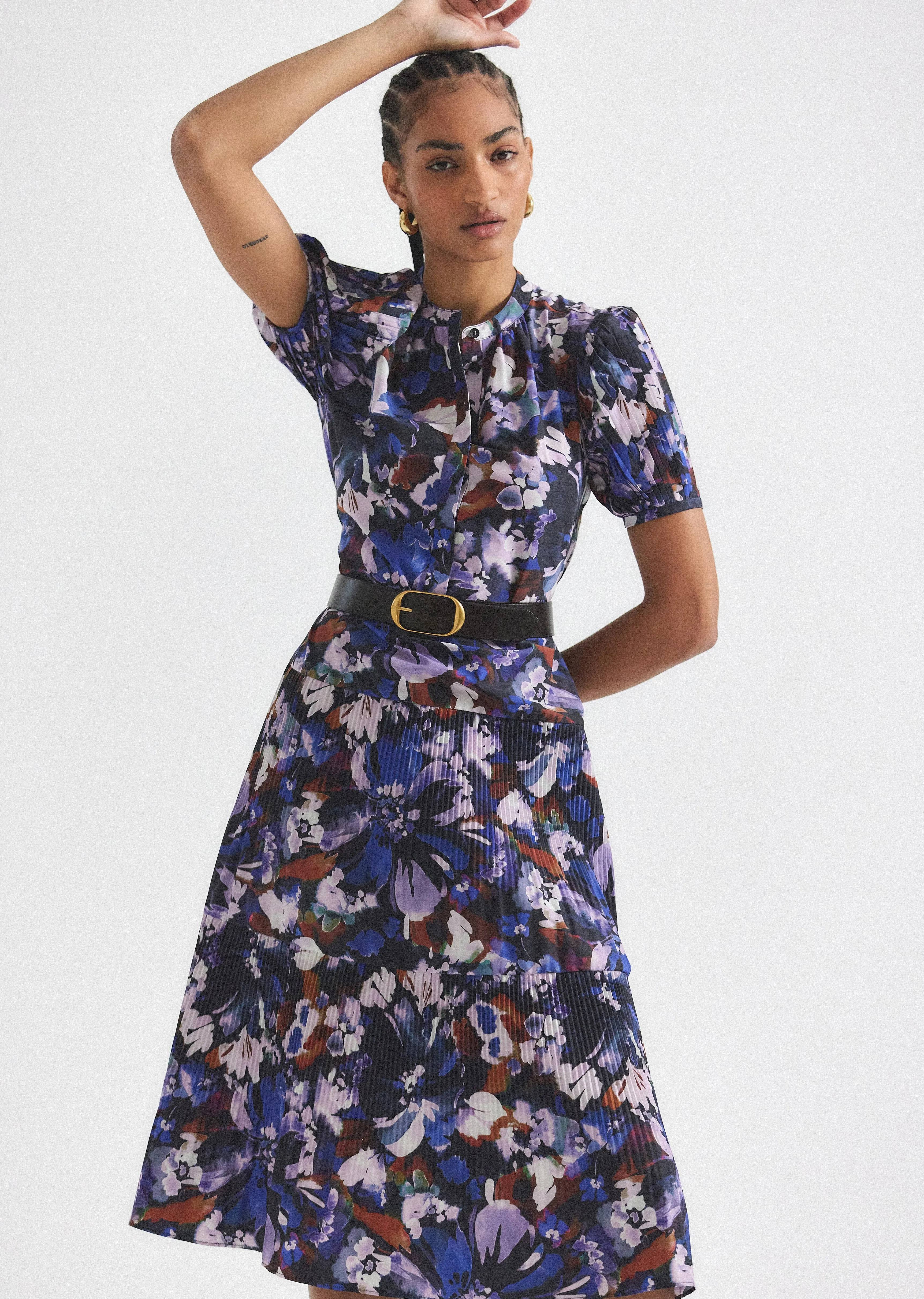 Alexandra Puff Sleeve Shirt Midi Dress - Topaz Multi sold by Derek Lam product image thumbnail 2