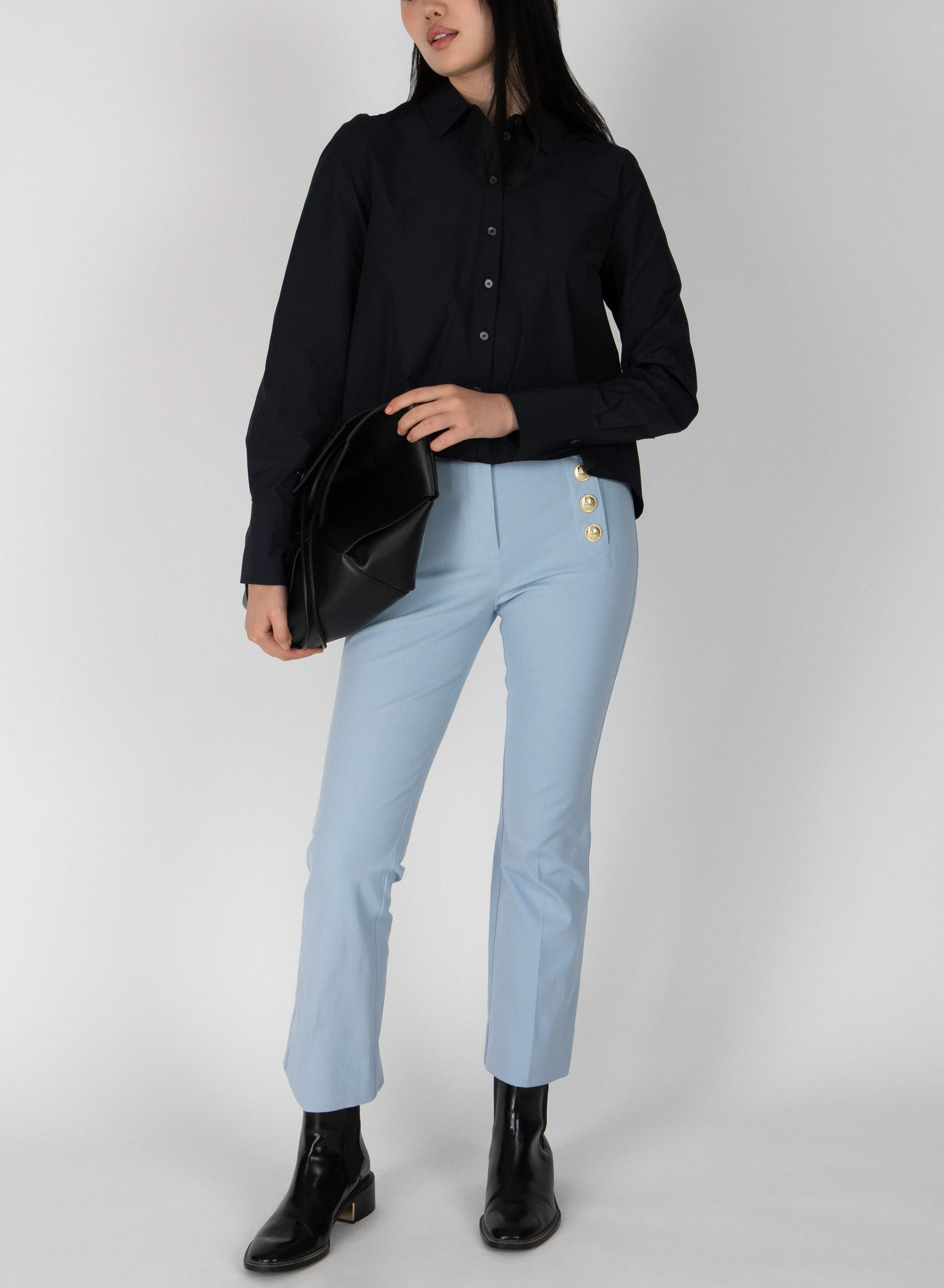 Robertson Crop Flare Trouser - Powder Blue sold by Derek Lam