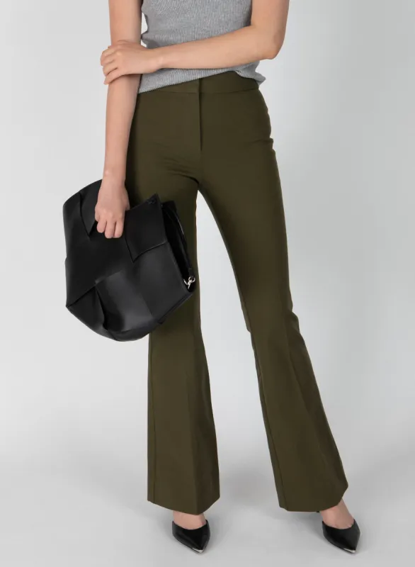 Crosby Flare Trouser - Army sold by Derek Lam