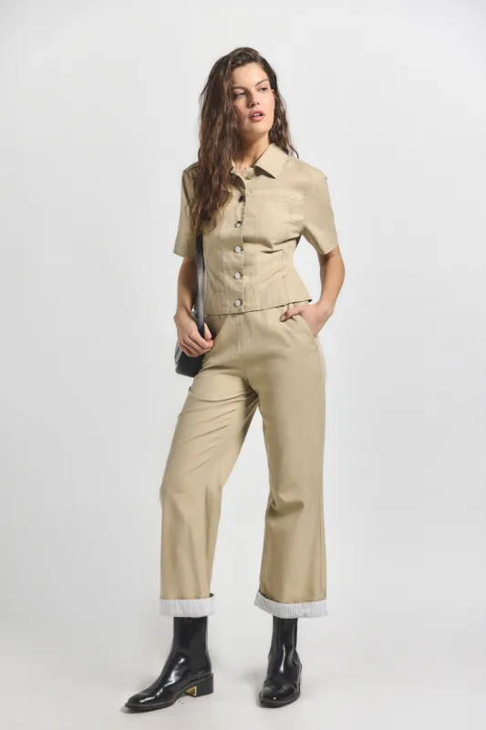 Verita Combo Cuffed Pant - Safari made by Derek Lam