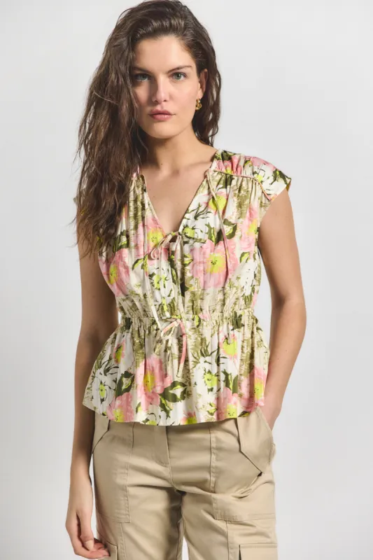 Caroline Double Tie Top - Safari Multi sold by Derek Lam