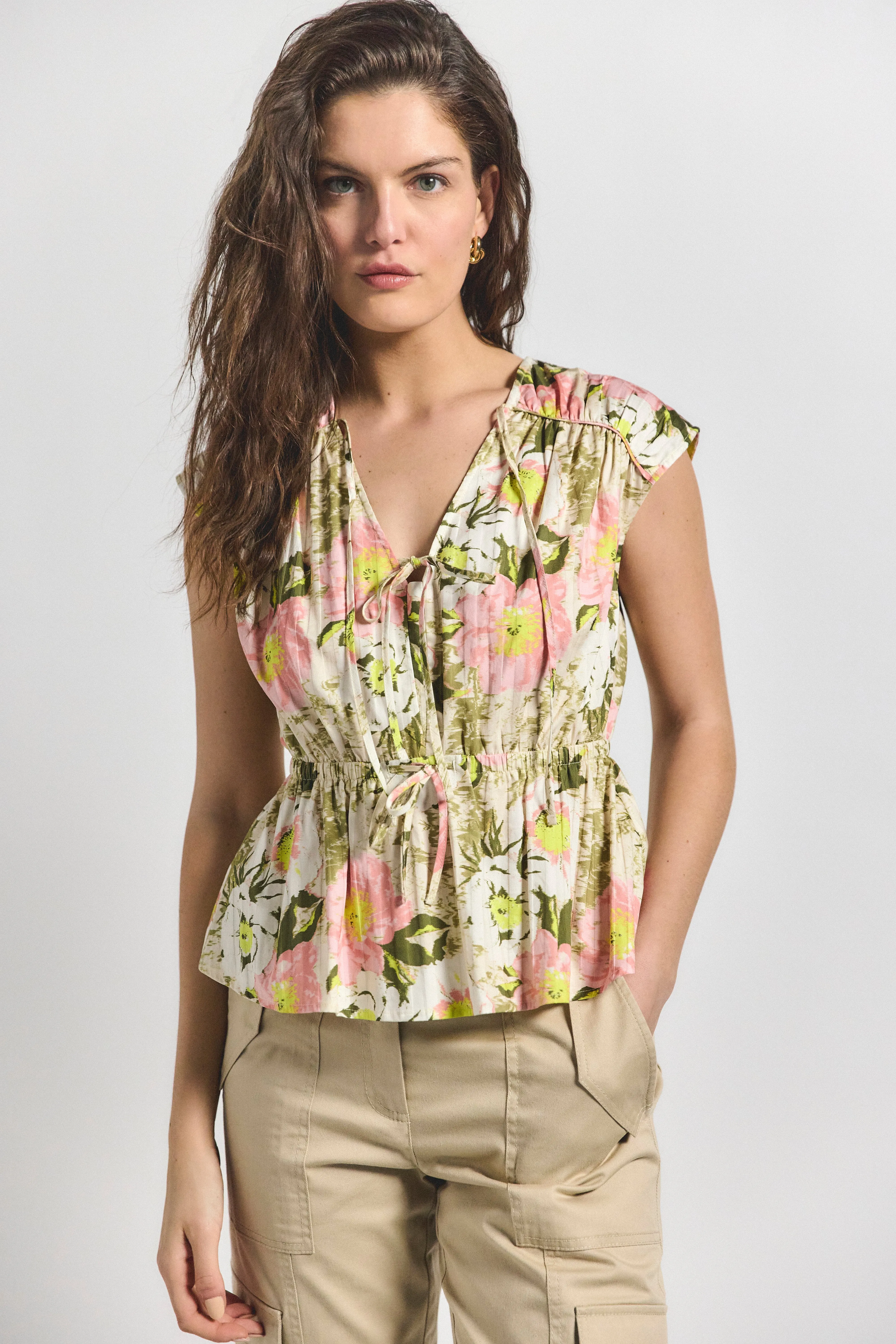 Caroline Double Tie Top - Safari Multi sold by Derek Lam