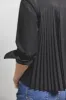 Aria Pleated Back Cropped Shirt - Black sold by Derek Lam